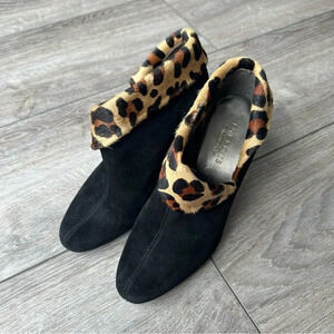 Talbots Leopard Print Calf Hair High Hill Ankle Boot